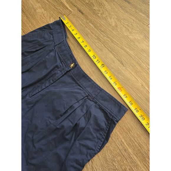 LOFT Navy Blue Pleated Wide Leg Shorts Plus Size 18 High RiseCotton Minimalist - Picture 5 of 10